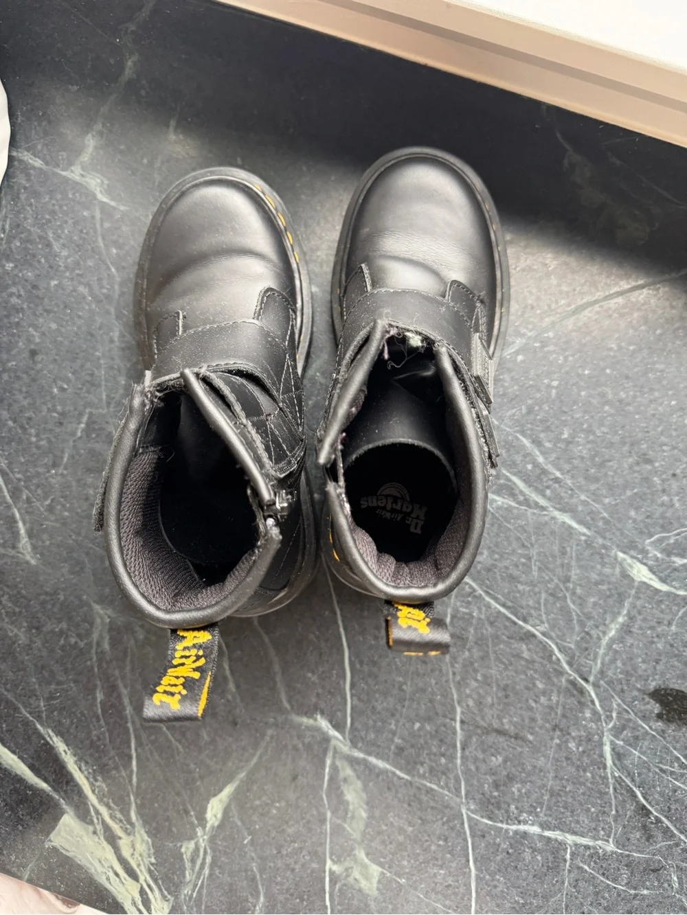 Dr. Martens Black Leather Ankle Boots with Velcro Straps